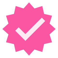 cartoon check badge pink
