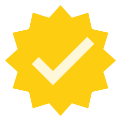 cartoon check badge yellow